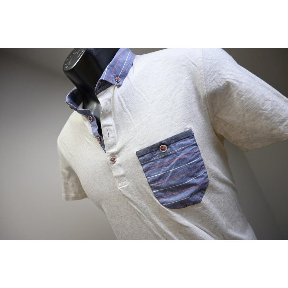 Ted Baker London Golf Polo White Marled Short Sleeve Front‎ Pocket Mens 3 Short